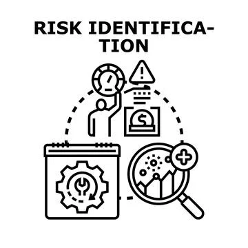 Risk identification process analyzing business dangers 스톡 일러스트