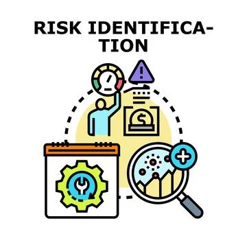 Risk identification process analyzing business dangers Stock Illustration
