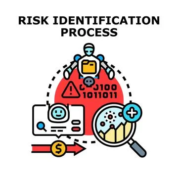 Risk identification process and vulnerability analysis Illustrazione stock