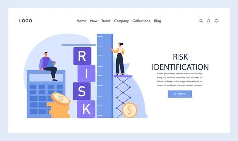 Risk Identification web or landing. Strategic evaluation of financial Stock Illustration