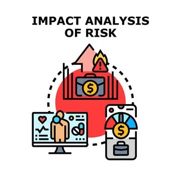 Risk impact analysis assessing outcomes and managing future Illustrazione stock