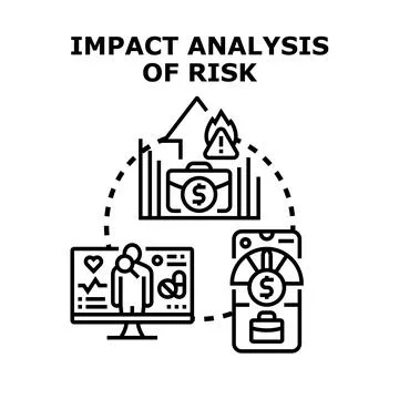 Risk impact analysis assessing outcomes and managing future Stock Illustration