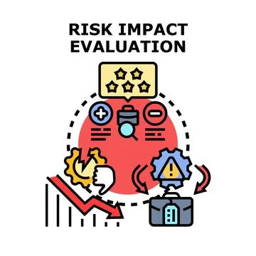 Risk impact evaluation assessing business threat management Illustrazione stock