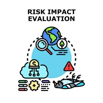 Risk impact evaluation assessing global business disaster Illustrazione stock