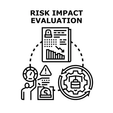 Risk impact evaluation process and assessment management Stock Illustration
