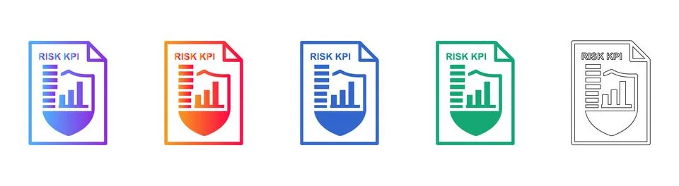 Risk KPI Analysis Document Icons for Business Reports 스톡 일러스트