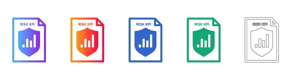 Risk KPI Document Icon Set Stock Illustration