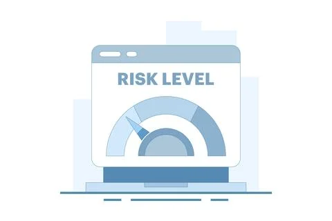 Risk Level Concept. Risk Assessment. Laptop with Risk Scale. 库存插图