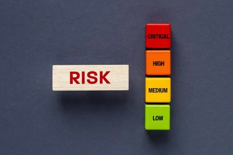 Risk Level. Critical, High, Medium and Low.  Foto stock