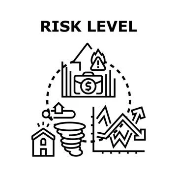 Risk level evaluation analyzing business and natural hazards Stock Illustration