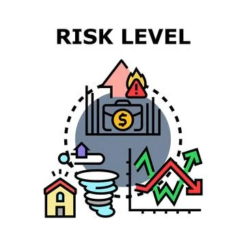 Risk level evaluation analyzing business and natural hazards 库存插图