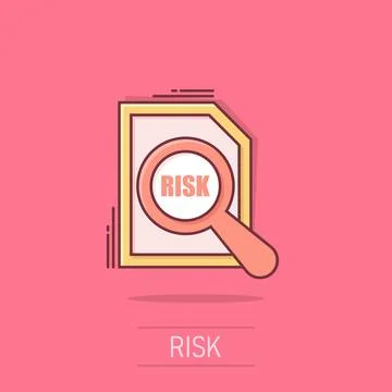 Risk level icon in comic style. Result cartoon vector illustration on isola.. Stock Illustration