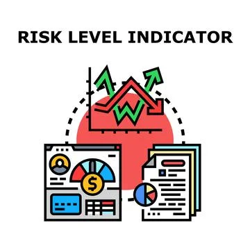Risk level indicator analyzing business investment data Stock Illustration