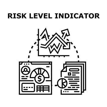 Risk level indicator analyzing business investment data Stock Illustration