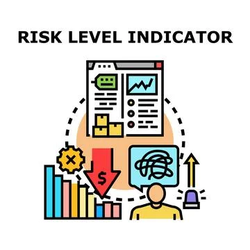 Risk level indicator concept analyzing business data イラスト素材