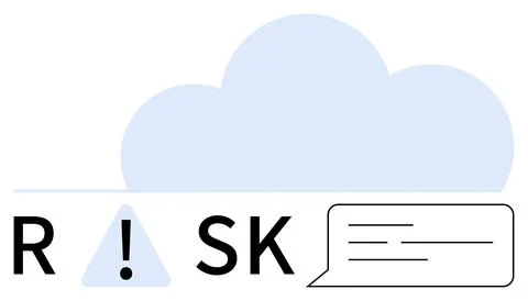 Risk Management and Cloud Computing Security with Alert Notification Symbol Stock Illustration