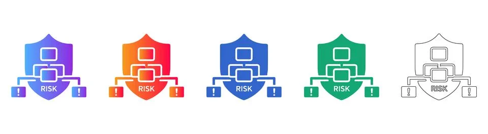 Risk Management and Security Shield Icons 스톡 일러스트