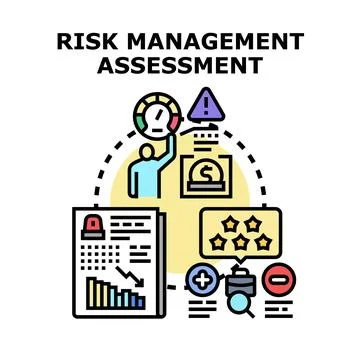 Risk management assessment evaluating potential business threats Stock Illustration