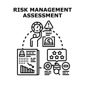 Risk management assessment evaluating potential business threats Stock Illustration
