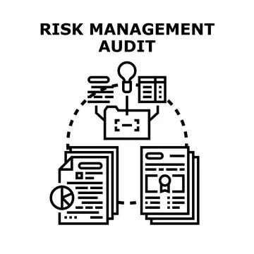Risk management audit analyzing financial data and reports 스톡 일러스트