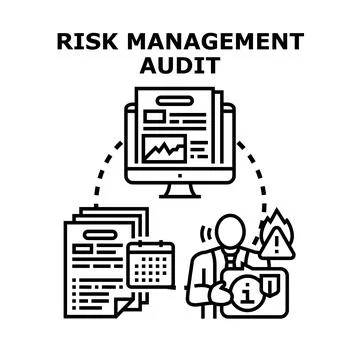Risk management audit process evaluating business documents Stock Illustration