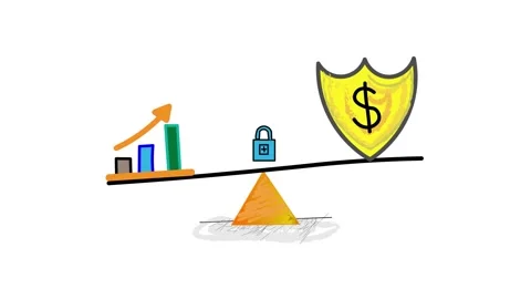 Risk Management Concept animation. balancing scale with a dollar sign and s.. Stock Footage 305702345
