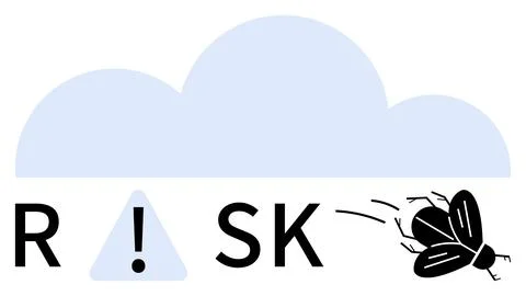 Risk Management Concept with Cloud and Warning Symbol alongside Insect High.. Stock Illustration