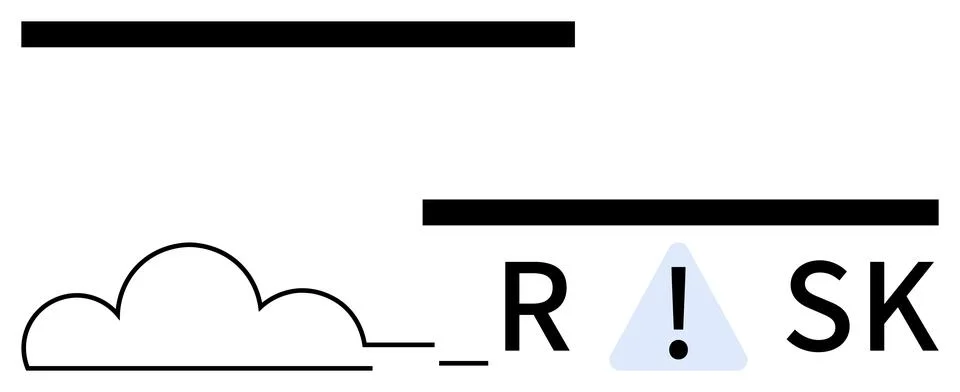 Risk Management Concept Exclamation Point in Place of I with Cloud and Lines Stock Illustration