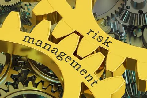 Risk Management concept on the gearwheels, 3D rendering Stock-Illustration