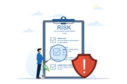 Risk Management Concept. Risk control with shield symbol. Illustrazione stock