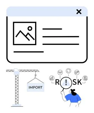 Risk management, data analysis, document processing, digital security, corpor Stockillustratie