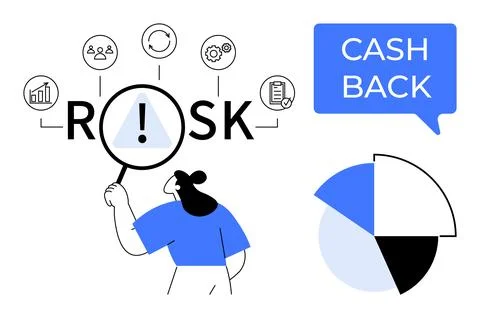 Risk management, data analysis, financial processes, business decisions, cash 库存插图