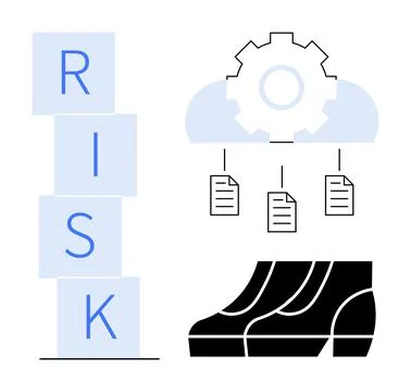 Risk management, data security, cloud storage, business strategy, compliance, Ilustración de archivo