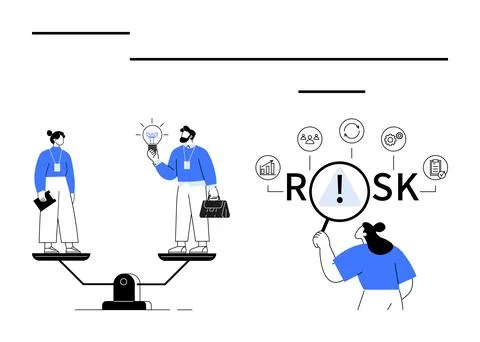 Risk management, decision-making, business strategy, problem analysis, team c イラスト素材