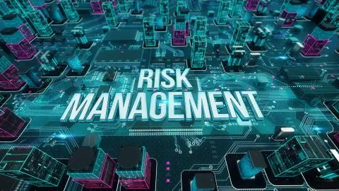 Risk Management with digital technology concept Illustrazione stock