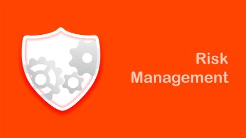 Risk management. gears in shield simple modern vector illustration Stock Illustration
