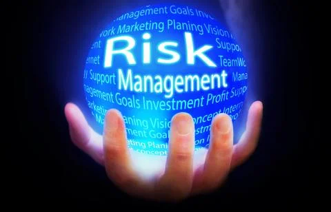 Risk Management globe people background blue plan Illustrazione stock