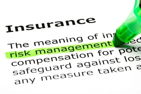 'risk management' highlighted, under 'insurance' Stock Photos
