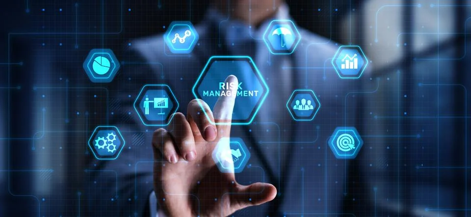 Risk Management Identifying and Mitigating Business Risks, projection on a vi Stock Photos