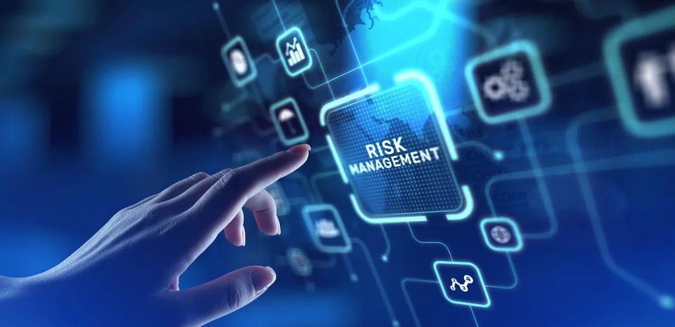 Risk Management Identifying and Mitigating Business Risks, projection on a vi Stock Photos