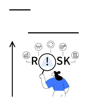 Risk Management with Key Elements Analysis, Planning, Strategy, and Monitorin Illustrazione stock