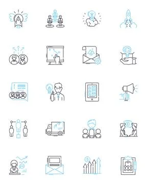 Risk Management linear icons set. Probability, Exposure, Contingency, Mitigation 스톡 일러스트