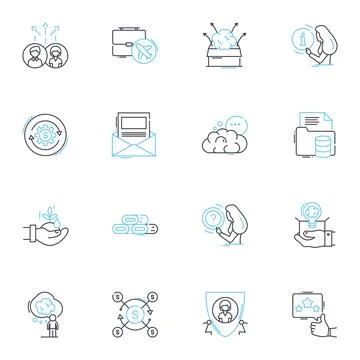 Risk Management linear icons set. Probability, Exposure, Contingency, Mitigation イラスト素材