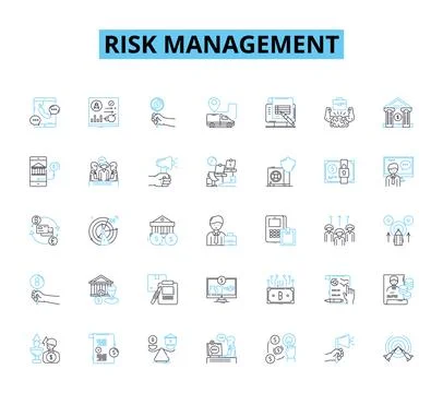 Risk management linear icons set. Probability, Uncertainty, Mitigation Stock Illustration