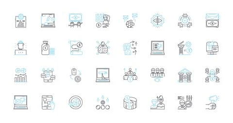 Risk management linear icons set. Mitigation, Assessment, Analysis, Control Stockillustratie