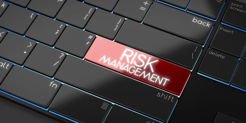 Risk management - modern computer keyboard - 3D illustration Stock Illustration