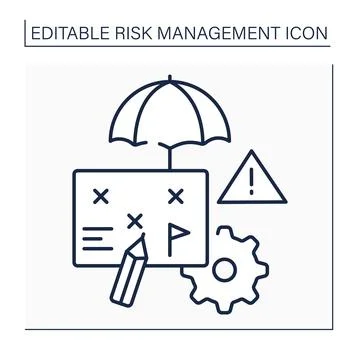 Risk management plan line icon Illustrazione stock