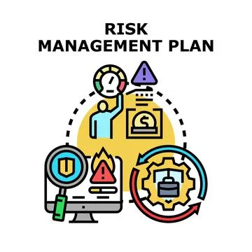 Risk management plan process detecting business threats 스톡 일러스트