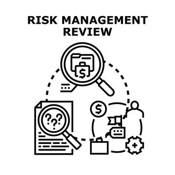 Risk management review process and business analysis Stockillustratie