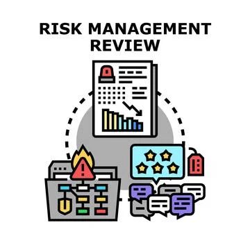Risk management review process evaluating security performance 库存插图